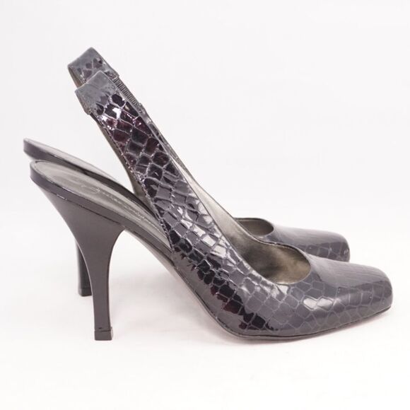Jessica Simpson Black Croc Leather Slingbacks, 8.5 - Picture 8 of 13